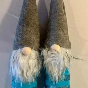 Gray and Blue Gnome Art Glass Decor